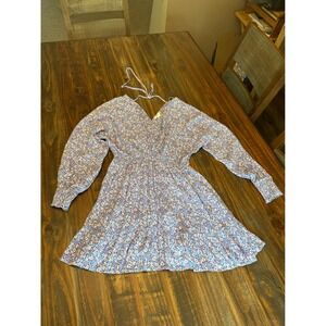 Japra Floral Print Dress Long Sleeve Mini Dress Bohemian Style Size L‎